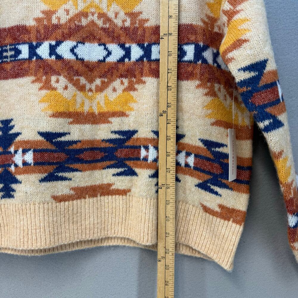 Lucky Brand Sweater Women's M Orange Blue Yellow Southwestern Design NWT - Picture 9 of 10